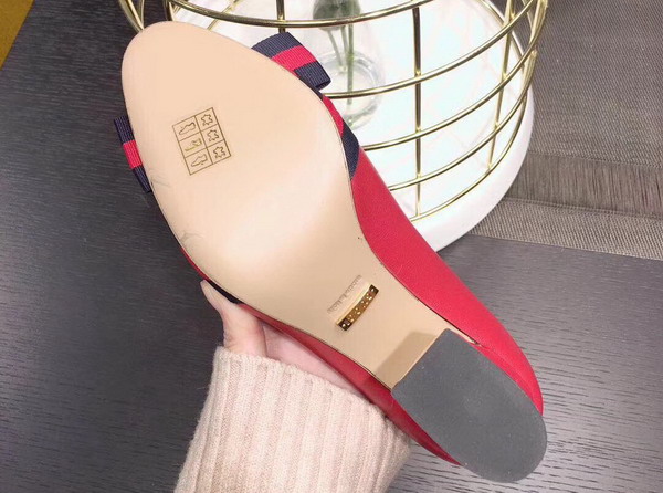 Gucci Point Toe Pump with a Grosgrain Web Bow Red Leather