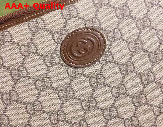 Gucci Pouch in Beige and Ebony GG Supreme Canvas with Interlocking G Replica