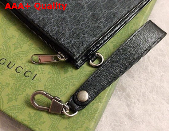 Gucci Pouch in Black GG Supreme Canvas with Interlocking G Replica