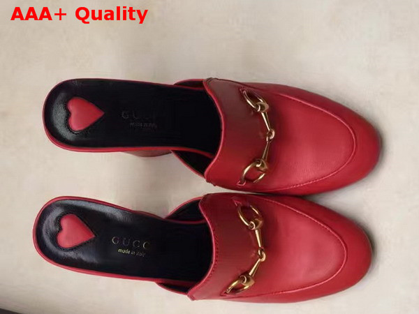 Gucci Princetown Leather Mid Heel Mule Red Leather Replica