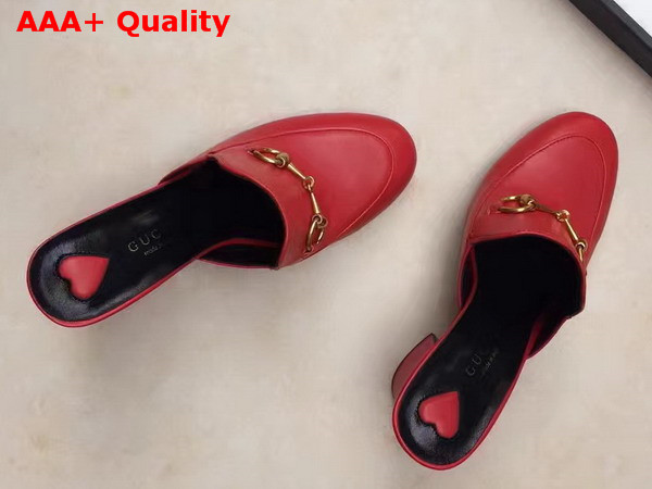 Gucci Princetown Leather Mid Heel Mule Red Leather Replica