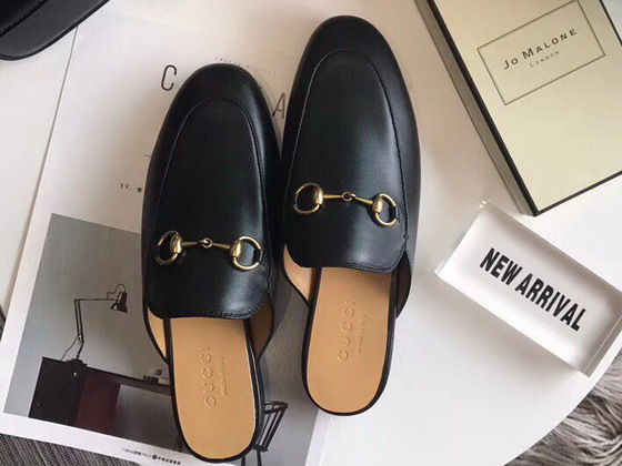 Gucci Princetown Leather Slipper in Black Calfskin Leather