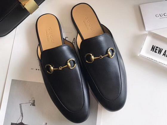 Gucci Princetown Leather Slipper in Black Calfskin Leather