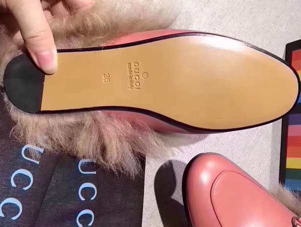 Gucci Princetown Leather Slipper in Pink Trimmed with Lamb Fur