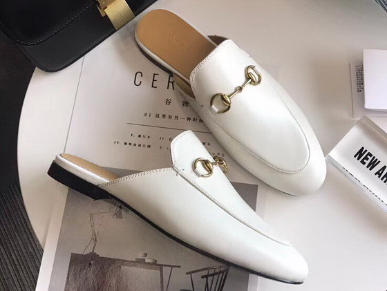 Gucci Princetown Leather slipper in White Calfskin Leather