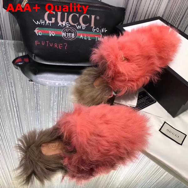 Gucci Princetown Merino Wool Slipper Orange Lamb Fur Replica