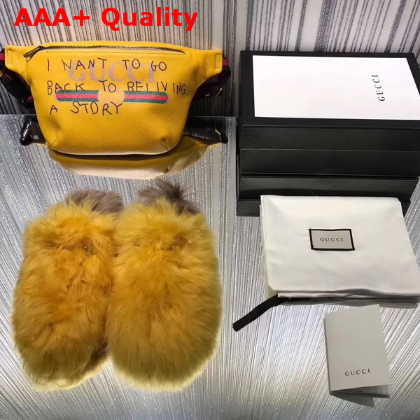 Gucci Princetown Merino Wool Slipper Yellow Lamb Fur Replica