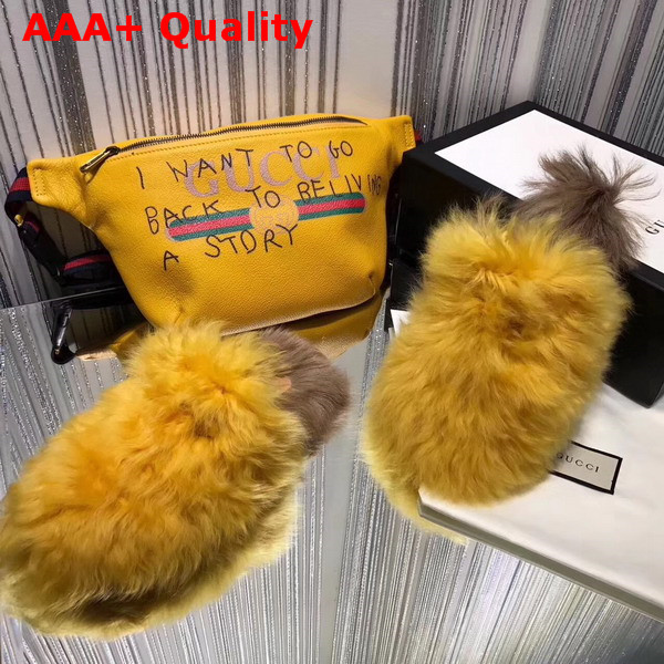 Gucci Princetown Merino Wool Slipper Yellow Lamb Fur Replica