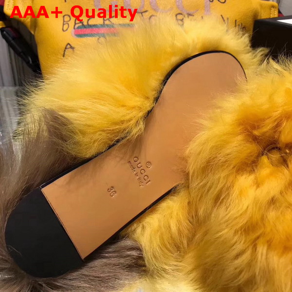 Gucci Princetown Merino Wool Slipper Yellow Lamb Fur Replica