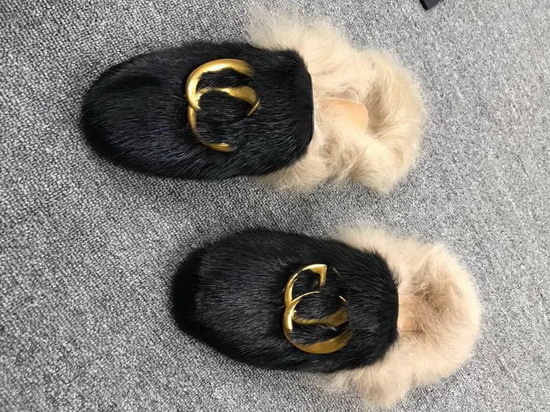 Gucci Princetown Slipper Mink Fur and Lamb Wool Black