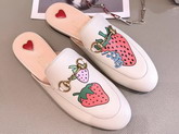 Gucci Princetown Slipper with Gucci Strawberry Ivory Leather 580082