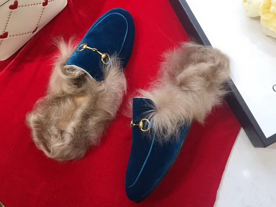 Gucci Princetown Velvet Slipper Cobalt Blue Velvet