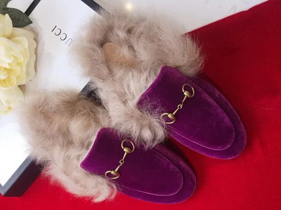 Gucci Princetown Velvet Slipper in Purple Velvet