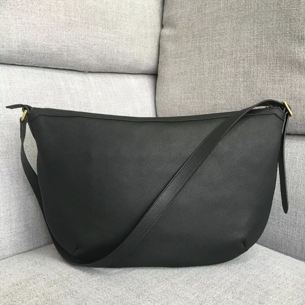 Gucci Print Half Moon Hobo Bag in Black Leather