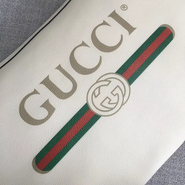 Gucci Print Half Moon Hobo Bag in White Leather