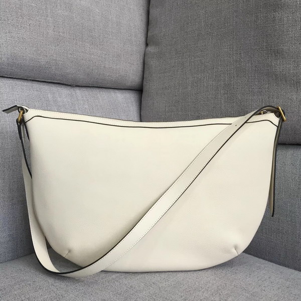 Gucci Print Half Moon Hobo Bag in White Leather