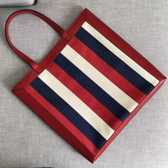 Gucci Print Large Tote Sylvie Stripe Canvas