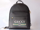 Gucci Print Leather Backpack Black Leather with Gucci Vintage Logo 547834