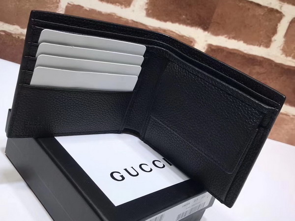 Gucci Print Leather Bi Fold Wallet in Black Leather with Gucci Vintage Logo