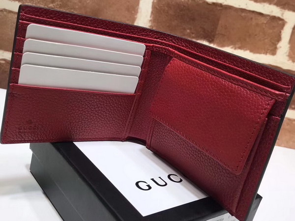 Gucci Print Leather Bi Fold Wallet in Hibiscus Red Leather with Gucci Vintage Logo