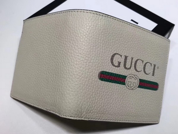 Gucci Print Leather Bi Fold Wallet in White Leather with Gucci Vintage Logo