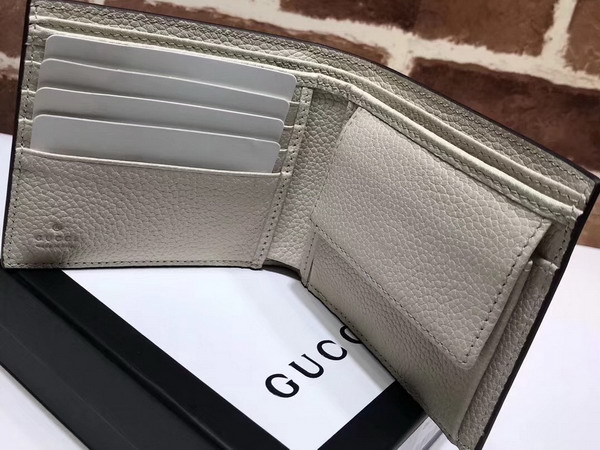 Gucci Print Leather Bi Fold Wallet in White Leather with Gucci Vintage Logo