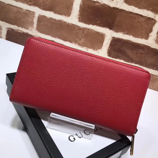 Gucci Print Leather Zip Around Wallet in Hibiscus Red Leather with Gucci Vintage Logo