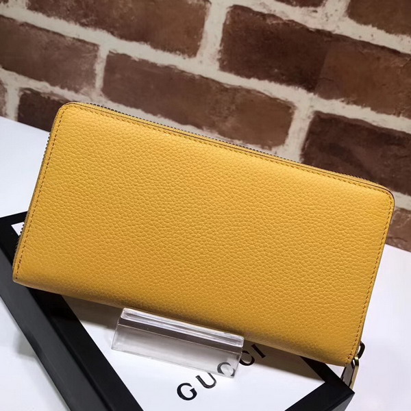 Gucci Print Leather Zip Around Wallet in Yellow Leather with Gucci Vintage Logo