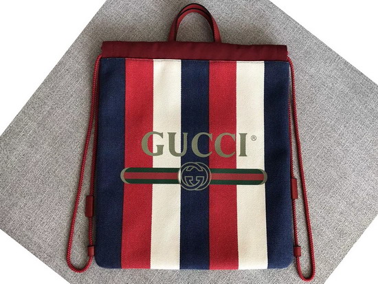 Gucci Print Medium Drawstring Backpack Sylvie Stripe Canvas