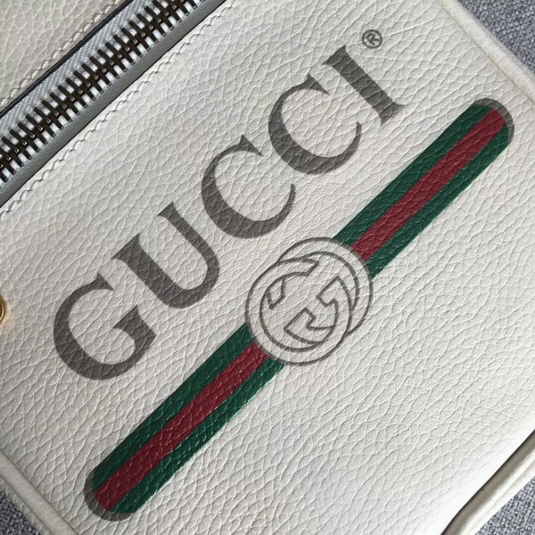 Gucci Print Messenger Bag White Leather with Gucci Vintage Logo