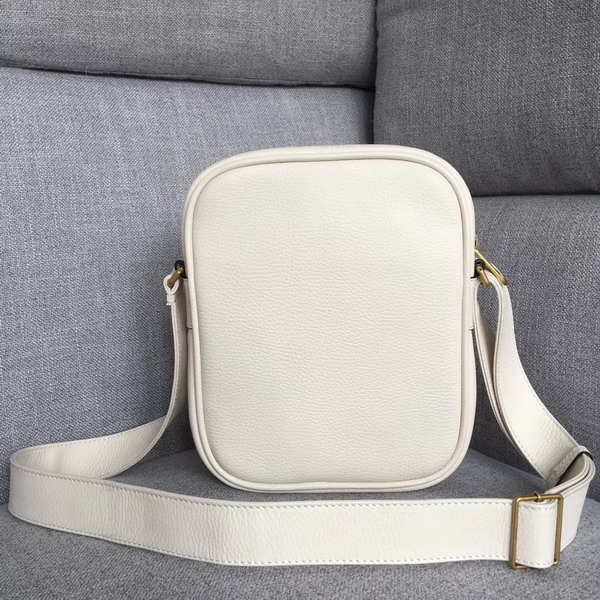 Gucci Print Messenger Bag White Leather with Gucci Vintage Logo