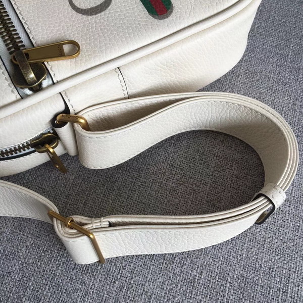 Gucci Print Messenger Bag White Leather with Gucci Vintage Logo