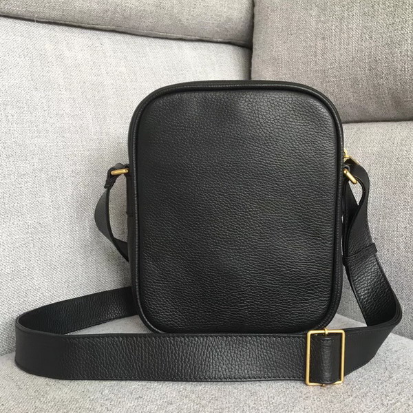 Gucci Print Messenger Bag in Black Leather with Gucci Vintage Logo