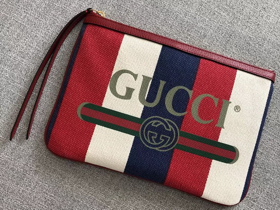 Gucci Print Pouch Sylvie Stripe Canvas