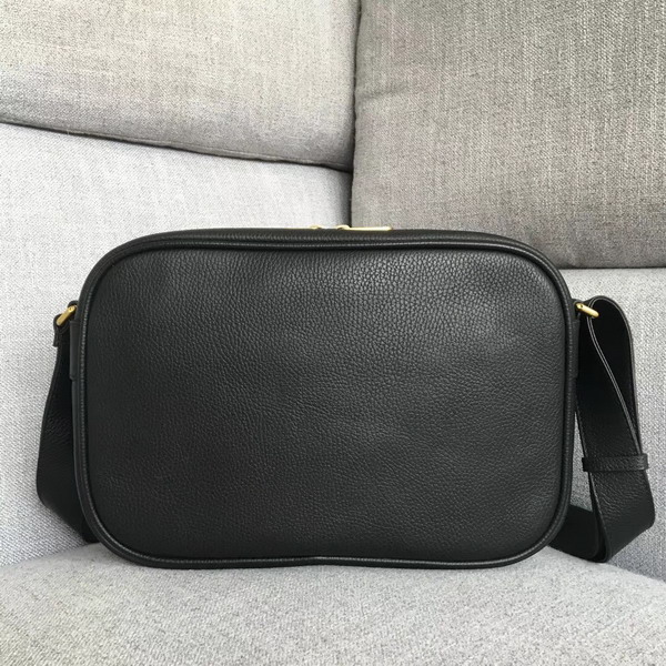 Gucci Print Shoulder Bag in Black Leather with Gucci Vintage Logo