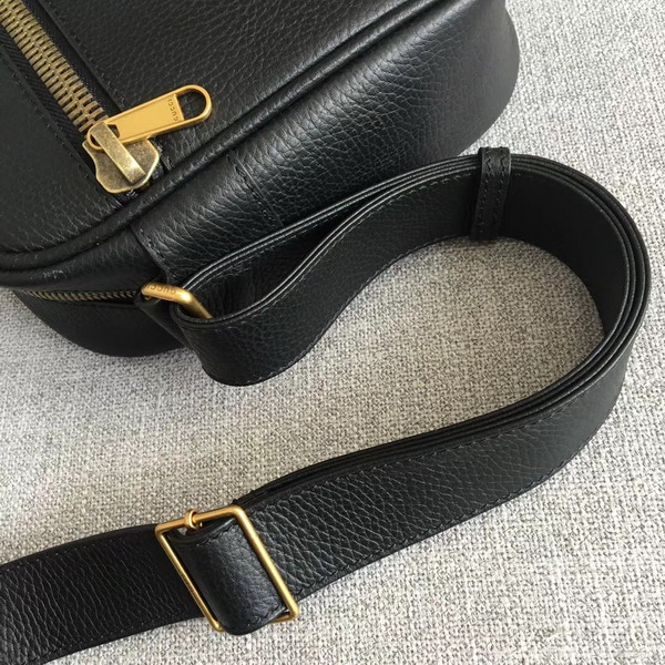 Gucci Print Shoulder Bag in Black Leather with Gucci Vintage Logo