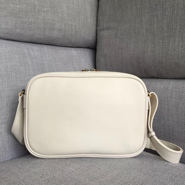 Gucci Print Shoulder Bag in White Leather with Gucci Vintage Logo