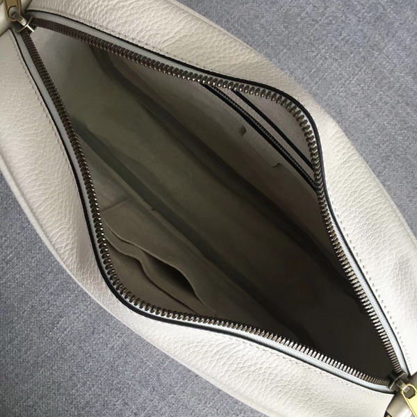 Gucci Print Shoulder Bag in White Leather with Gucci Vintage Logo