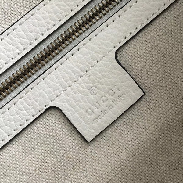 Gucci Print Shoulder Bag in White Leather with Gucci Vintage Logo