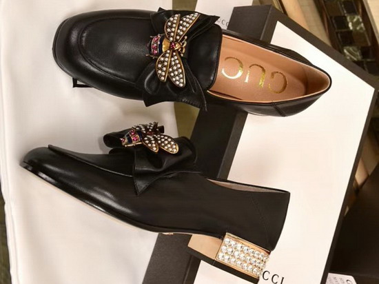 Gucci Queen Margaret Leather Loafer in Black Leather