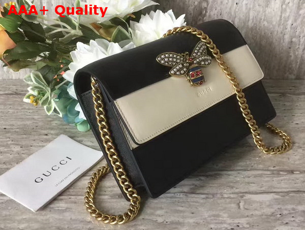 Gucci Queen Margaret Leather Mini Bag Black and White Leather Replica