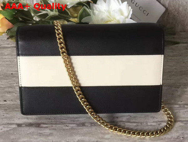 Gucci Queen Margaret Leather Mini Bag Black and White Leather Replica