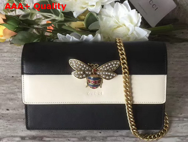 Gucci Queen Margaret Leather Mini Bag Black and White Leather Replica