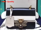 Gucci Queen Margaret Leather Shoulder Bag Black and White Leather Replica