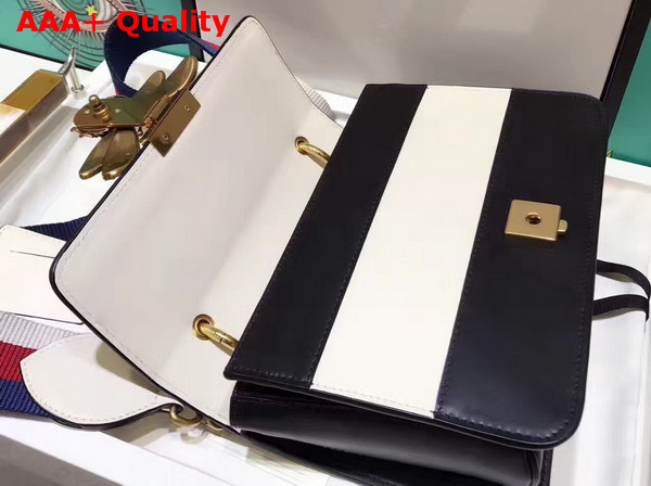 Gucci Queen Margaret Leather Shoulder Bag Black and White Leather Replica