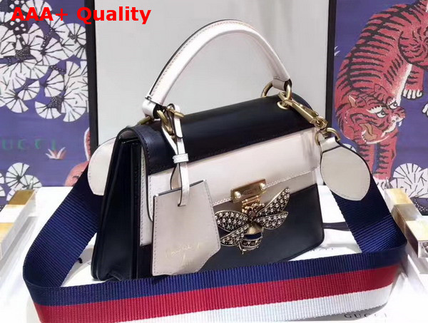 Gucci Queen Margaret Leather Top Handle Bag Black and White Leather Replica