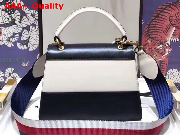 Gucci Queen Margaret Leather Top Handle Bag Black and White Leather Replica