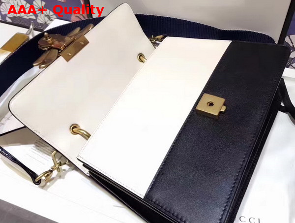 Gucci Queen Margaret Leather Top Handle Bag Black and White Leather Replica