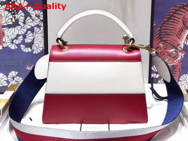 Gucci Queen Margaret Leather Top Handle Bag Red and White Leather Replica