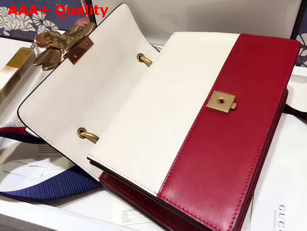 Gucci Queen Margaret Leather Top Handle Bag Red and White Leather Replica